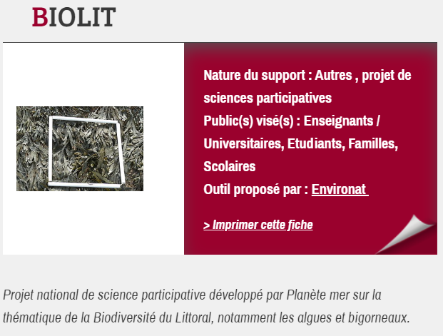 BIOLIT, proposé par Environat