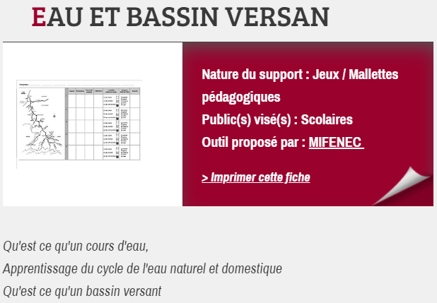 EAU ET BASSIN VERSANT, proposé par MIFENEC