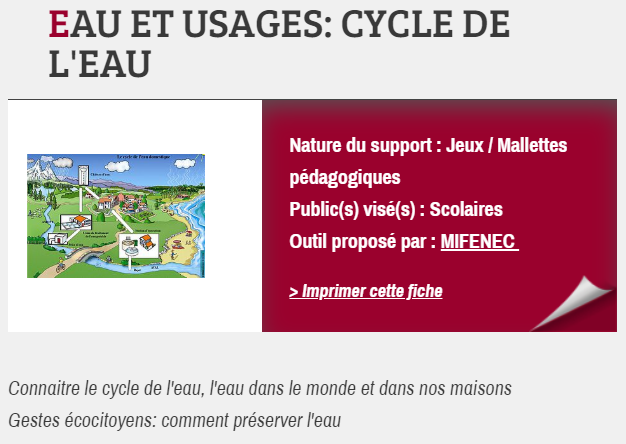 EAU ET USAGES : CYCLE DE L'EAU, proposé par MIFENEC