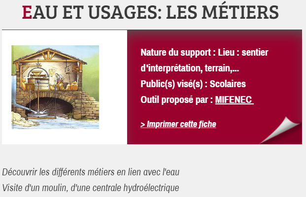 EAU ET USAGES : LES MÉTIERS, proposé par MIFENEC