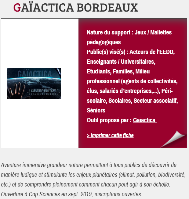 GAÏACTICA BORDEAUX, proposé par Gaïactica